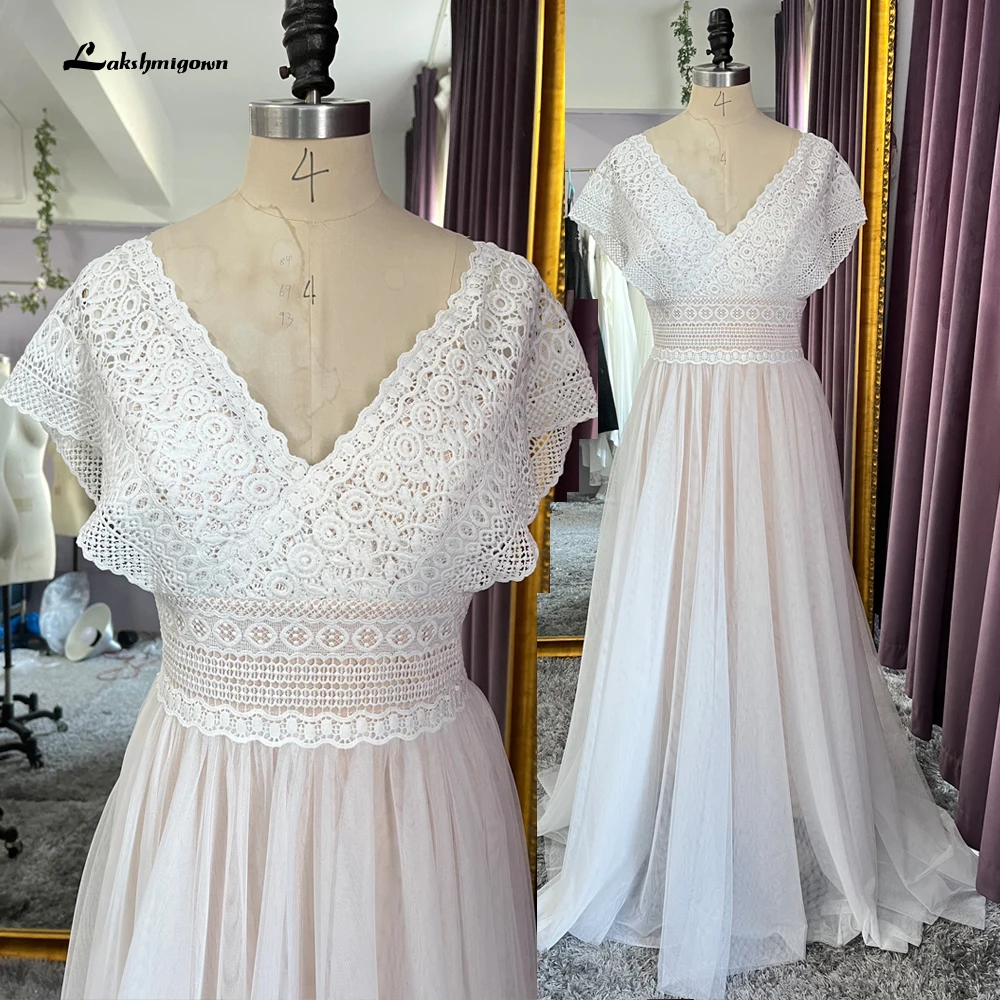 

Lovely Beach Soft Tulle Wedding Dresses 2022 Lace A-Line V Neck Sweep Train Bridal Gown robe de soirée de mariage