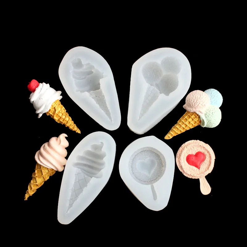 

3D fondant cake silicone mold Ice cream shaped for Reverse forming chocolate kitchen decoration tools