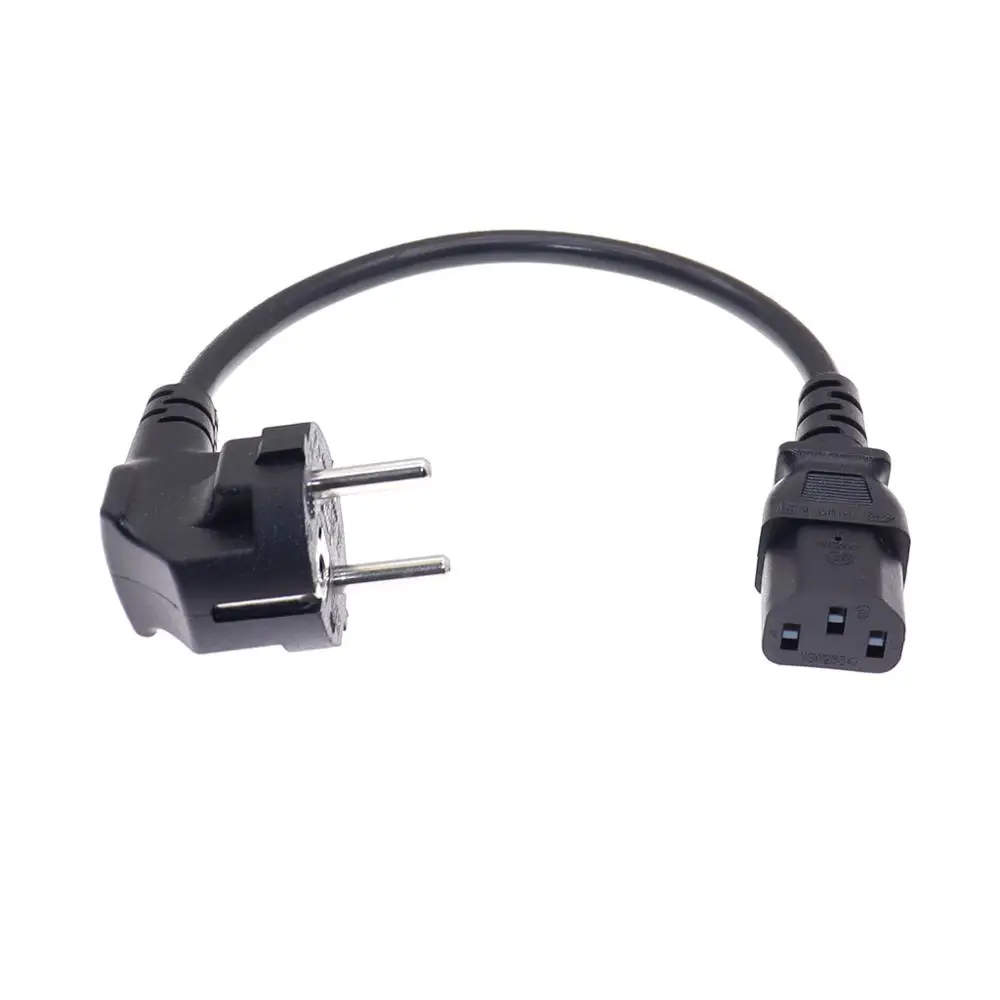 European 2 Pin Male to IEC 3 Pin Female ,Schuko to IEC C13 Angled 90 Degree AC Power Cord EU Adapter Extension Lead Cable