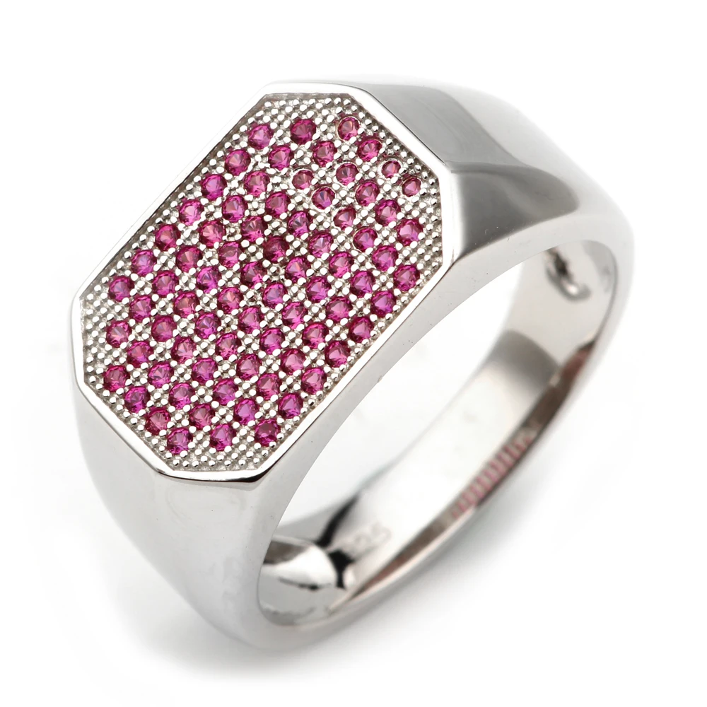 925 Sterling Silver Men Ring Band Micro-paved Cubic Zirconia CZ Party Wear Father\'s Day Gift Jewelry R0083