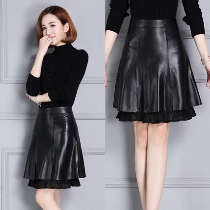 

Top brand Skirt New Leather Print Sheepskin Skirt K104-1 high quality