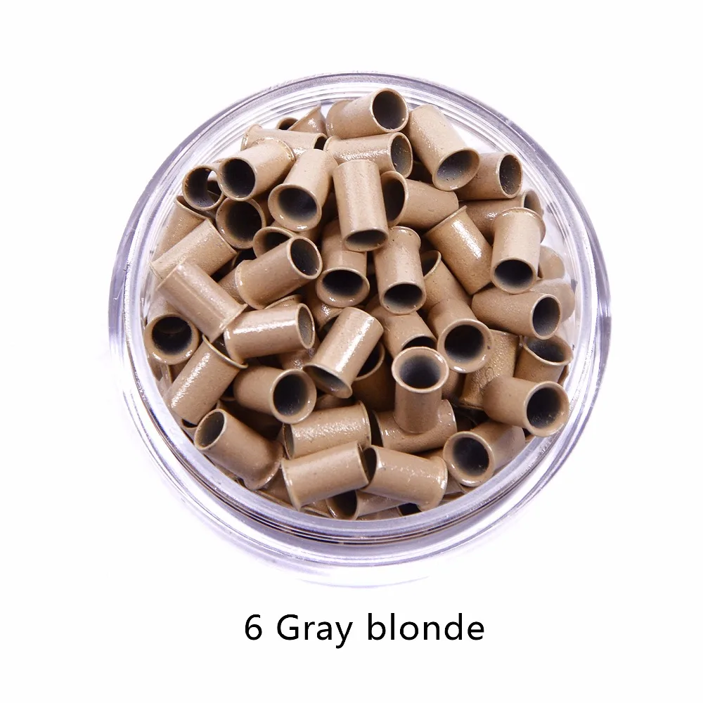 1000Pcs 3.4*3.0*6.0mm Flared Euro Locks Micro Copper Tube Rings Links Beads for Human Hair Extensions Tool