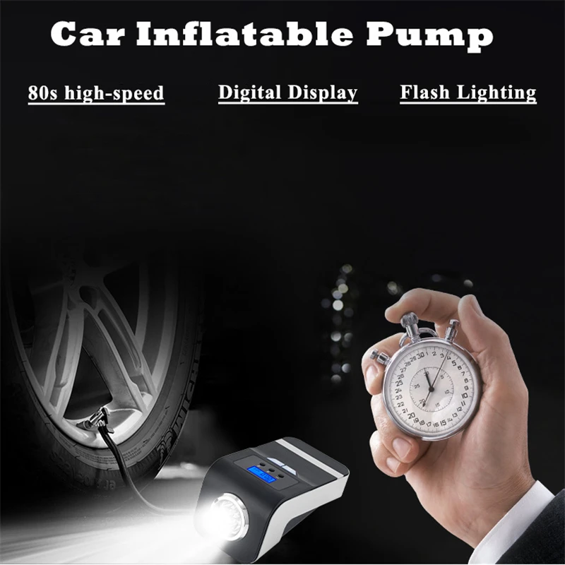 12V Car Tire Inflator Electric Air Pump Protable Air Compressor Digital Display Lighting For Car Bike Ball Motorcycle Basketball