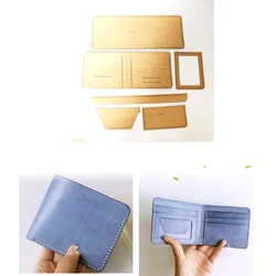 DIY leather craft short folded wallet heavy weight 500gsm kraft paper template pattern hollowed stencil 9x10.5x1cm