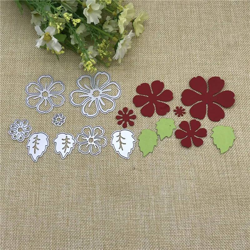 8pc flower metal cutting dies cut die mold Christmas flower leaves Scrapbook paper craft knife mould blade punch stencils dies