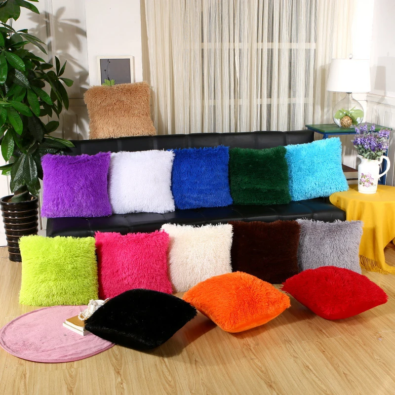 Soft Fur Plush Cushion Cover Pillowcase For Home Decor Pillow Cover Bed Sofa Pillowcases Car Seat Decroative Pillow Covers