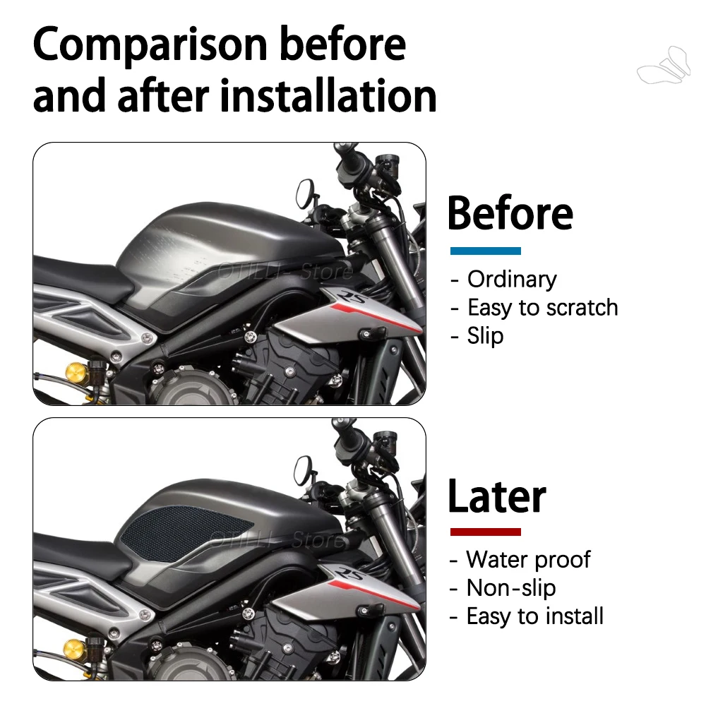 For STREET TRIPLE 765 R/RS Fuel Tank Pads Protector Stickers Decal Gas Knee Grip Traction Pad Side Sticker For DAYTONA 675 /R