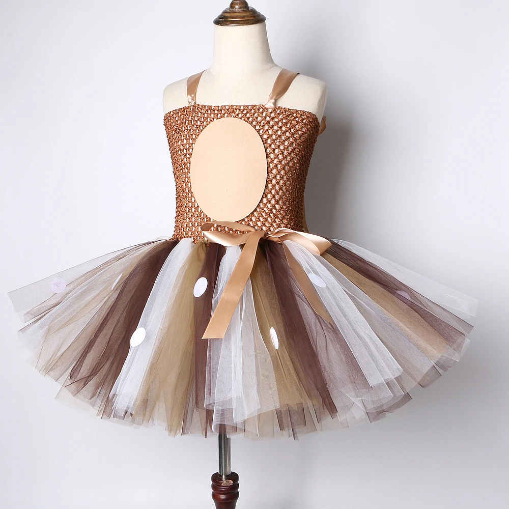 Deer Tutu Dress Girl Christmas Dresses with Headband Kids Halloween Costume Baby Girl Princess Elk Reindeer Outfit for New Year