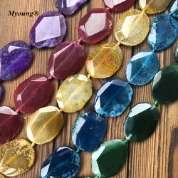 Multicolor Irregular Large Faceted Agates Slice Pendant Beads For DIY Jewelry Making MY211115