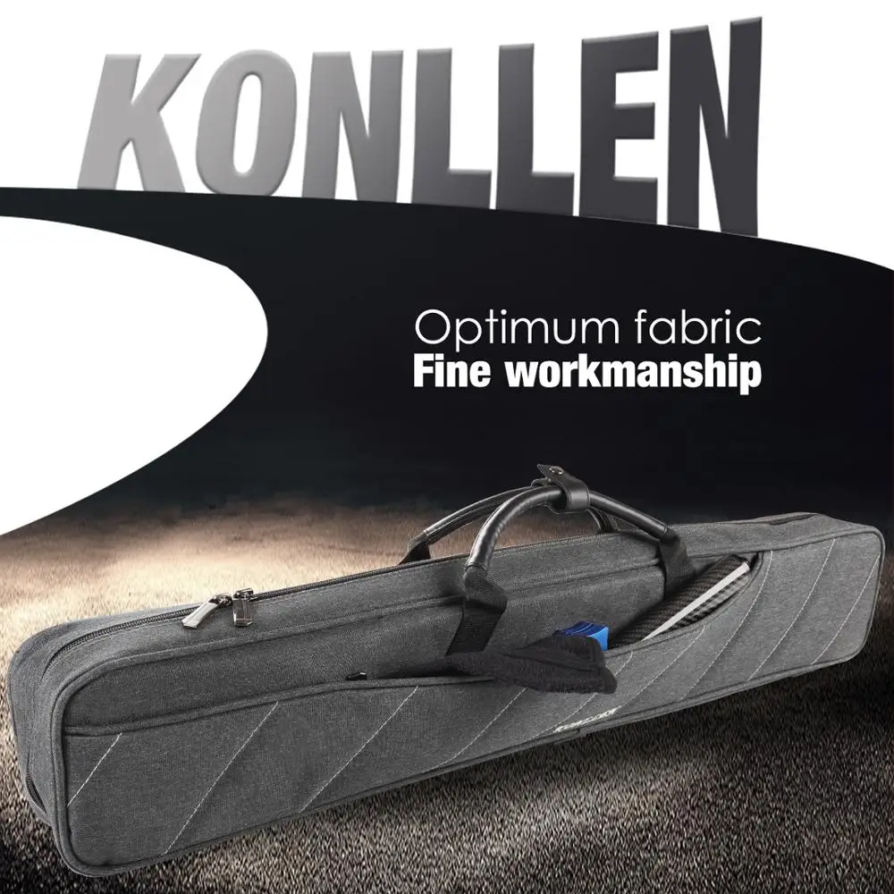 KONLLEN Cue Case 7 Holes 3 Butts 4 Shafts Carrying Large Capacity Pocket Gray Color Oxford Canvas Bag Sturdy Wear-resistant Case