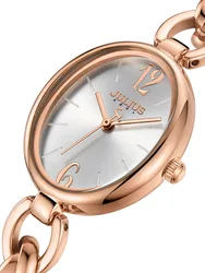 Small Oval Women's Watch Japan Quartz Fashion Hours Stainless Steel Chain Bracelet Clock Birthday Girl's Gift Julius Box