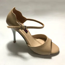 Latin Tango Sapatos de Dança Feminina, T6282B-NL, Sapatos de Casamento e Festa, Couro Sola Rígida