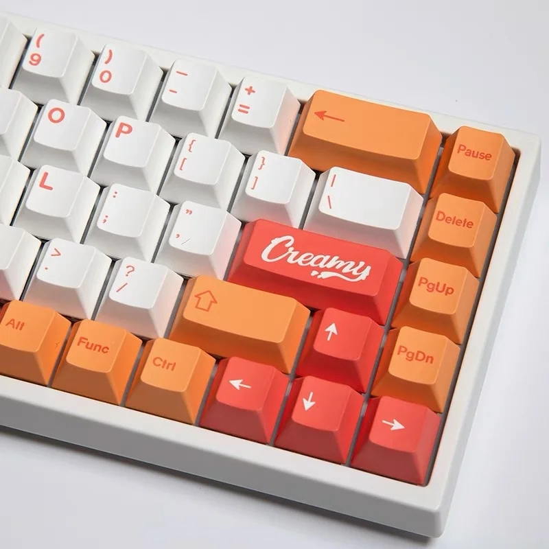 1ชุด GMK Peach N ครีม Keycap PBT Dye Subbed เชอร์รี่โปรไฟล์ Keycaps สำหรับ61 64 68 84 96 980 104แป้นพิมพ์