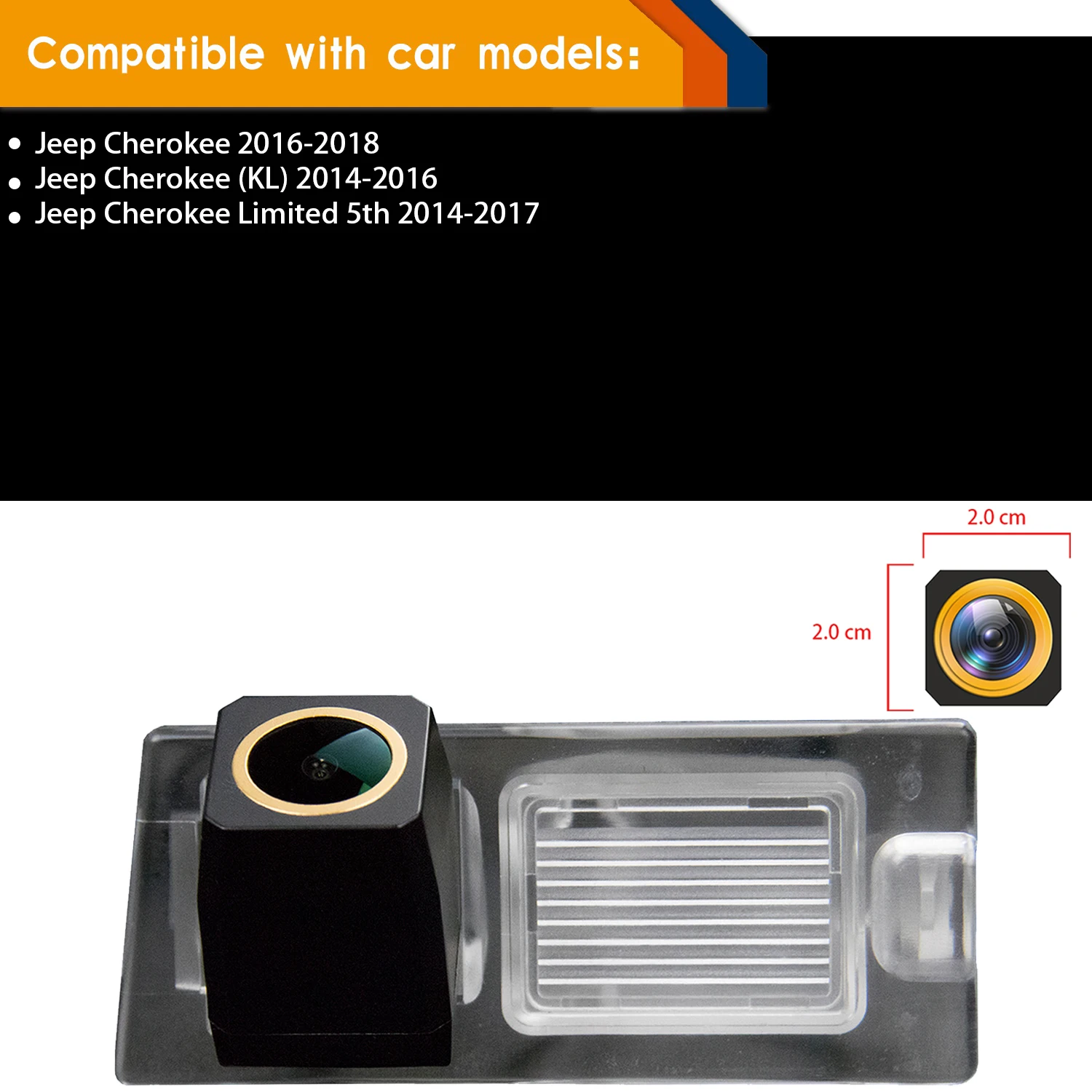 Misayaee Golden HD 1280x720P Car Rear View Parking Backup Camera for Jeep Cherokee Limited 5TH 2014 2015 2016 2017