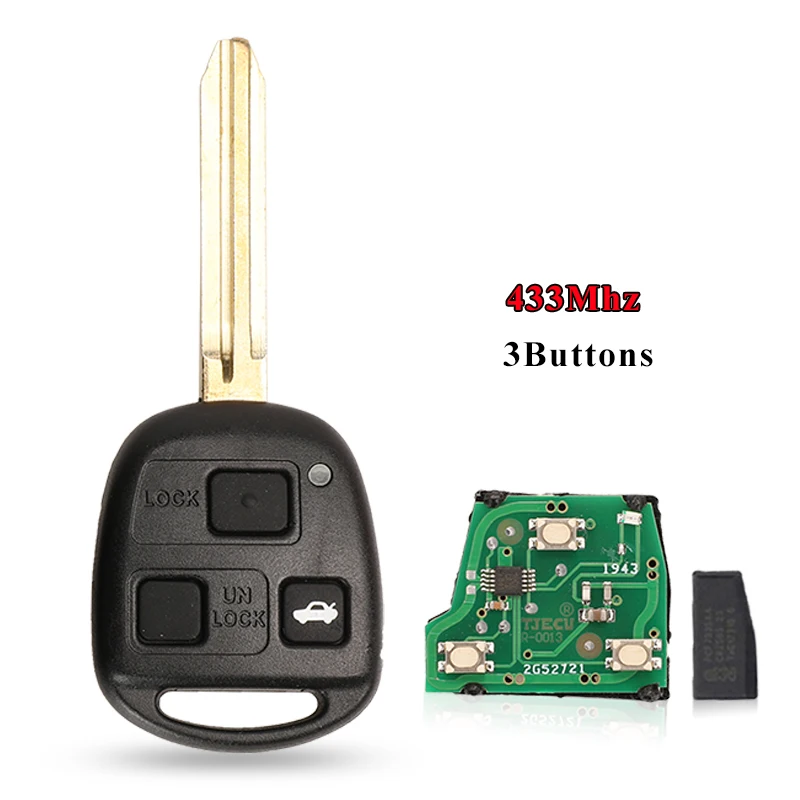 Jingyuqin Fernbedienung Autoschlüssel mit 4D67/4D68/4C Chip für Toyota Camry Land Cruiser 120 Prado 2/3 Tasten 315 MHz 433 MHz TOY43 Schlüssel
