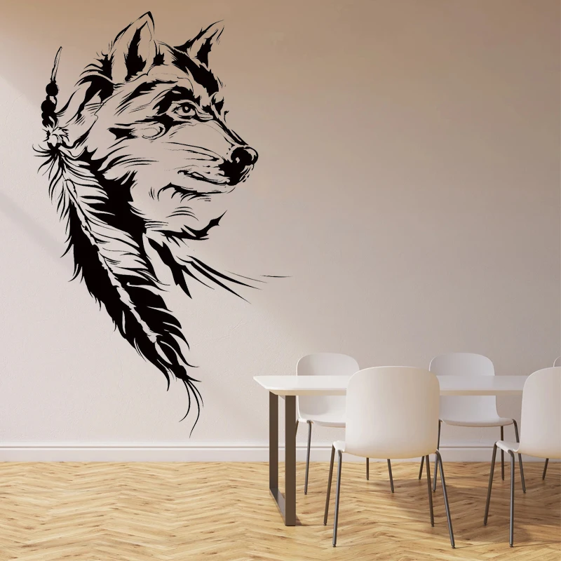 DreamCatcher Wall Sticker Dreamcatcher Decal Wolf Indian Symbol Home Decor Bedroom Living Room Wall Decoration Mural