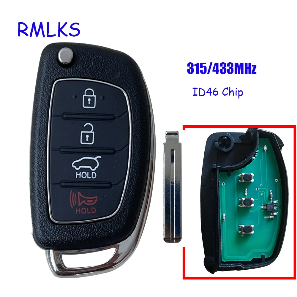 

Remote Flip Key Fob for Hyundai Elantra Accent Ix35 IX45 I30 Solaris Tucson I20 Santa Fe 315/433mhz ID46 Chip