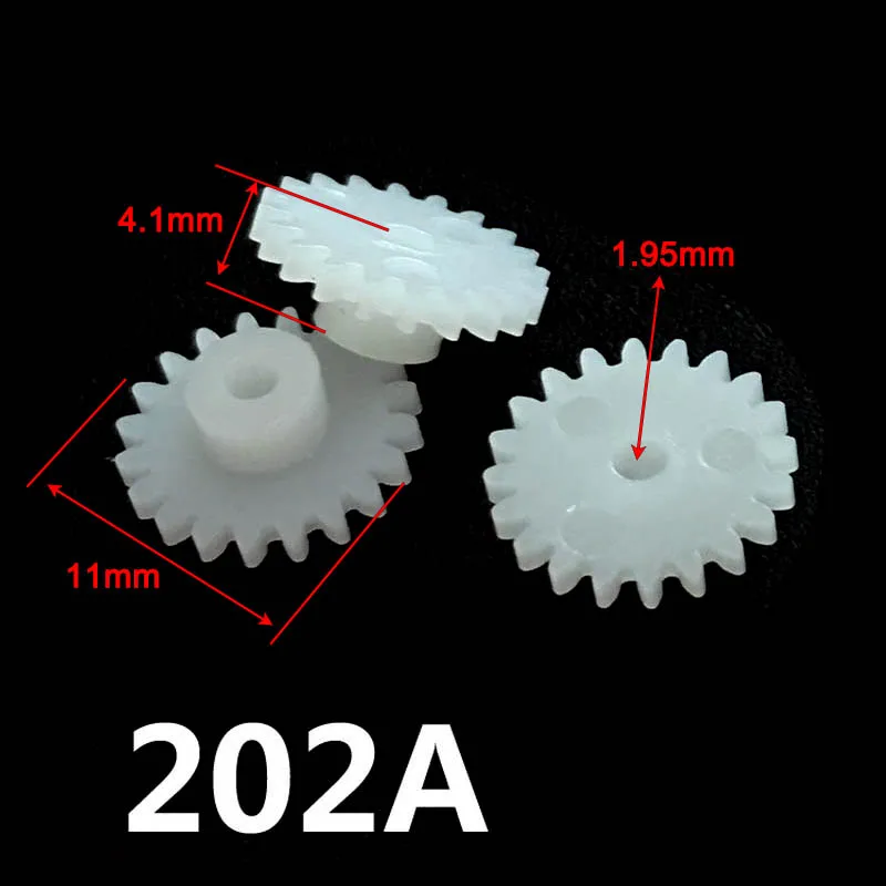 20 Teeth 11mm POM Gear 202A 202.5A 0.5M Hole= 2mm/ 2.5mm Shaft Tight Fitting Plastic Pinion Toy Model Accessory 100PCS/Lot