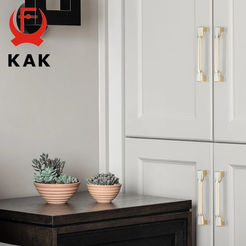 KAK Zinc Alloy Black Gold Kitchen Cabinet Handle Wardrobe Cabinet Knobs and Handles Solid Drawer Pulls Furniture Handle Hardware