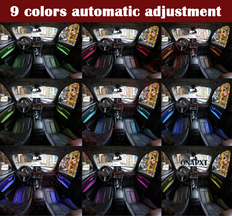 Car neon door ambient light 9-color decorative Atmosphere LED strip For BMW 3 Series GT F36 4 Series F32 F33 F36 2013-2018