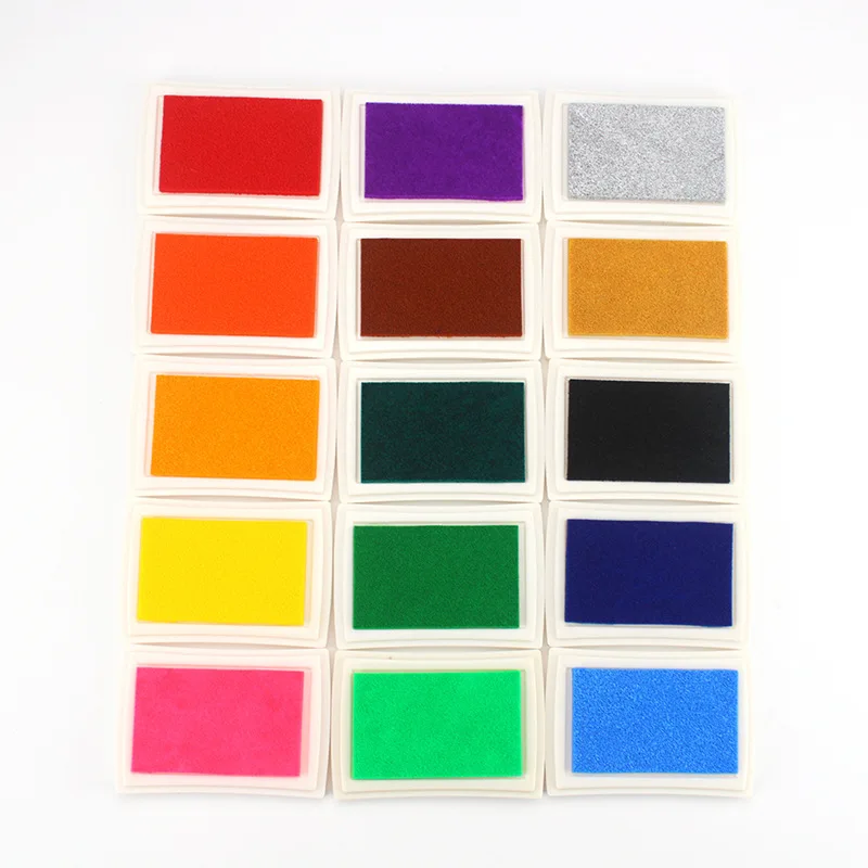 Almohadilla de tinta de 15 Colores para tallado, sello de goma para tela, papel de madera, artesanía de cristal, almohadilla de tinta, material de papelería para escuela y oficina