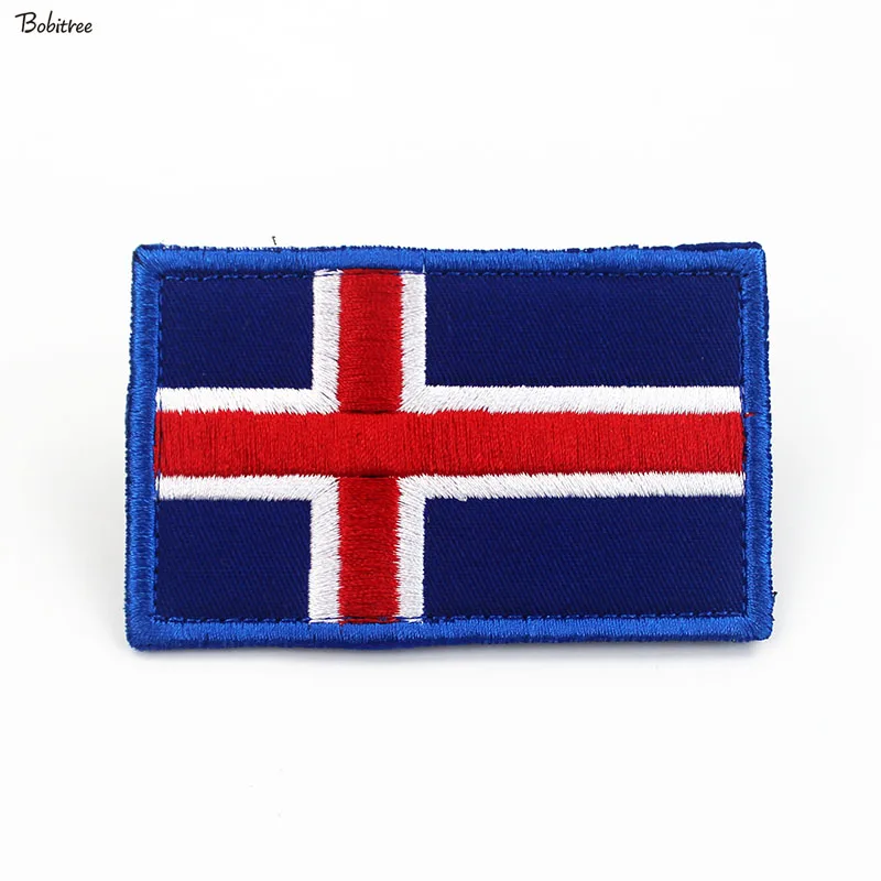 Iceland flag Patches with Hook Loop Iceland Banner Badge Embroidered armband Stickers For Backpack Caps Uniform Decoration