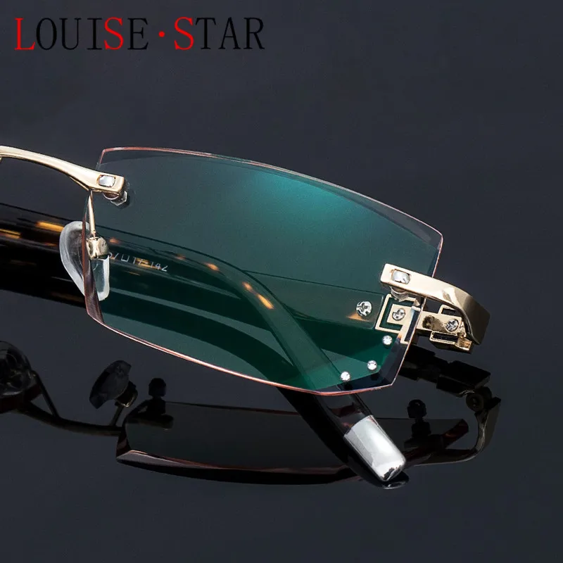 Pure Titanium Business Rimless Finished Spectacle Frame Men's Fashion Art Progressive Gray Computer Goggles Prescription Mirror