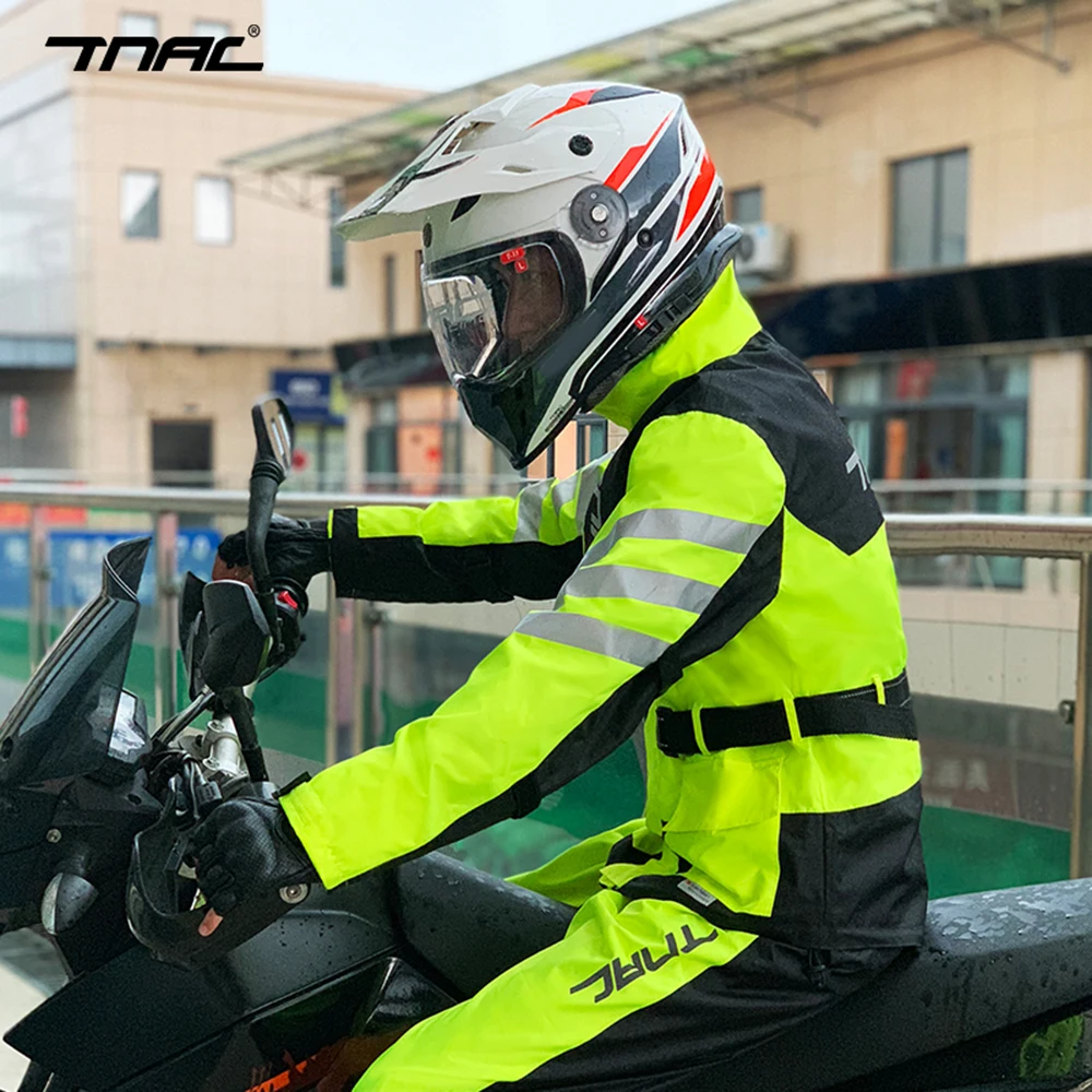 Motorcycle Raincoat Men Reflective Electric Scooters Raincoat 100% Waterproof Motocross Suit Motorcycle Jacket Split Raincoat