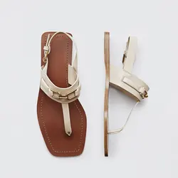 2024 Summer Flats infradito stile bohémien Beach Slides cinturino con fibbia punta quadrata piatta con sandali Casual studenti Sandalias