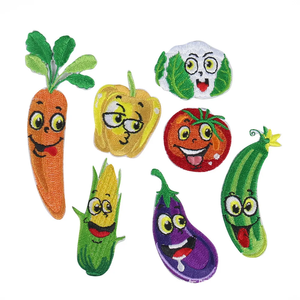 

1PCS 3D Fruit Embroidery Iron on Patches for Clothing Foods Stripes Stickers Appliques Sewing Accessories Vegetables Badges