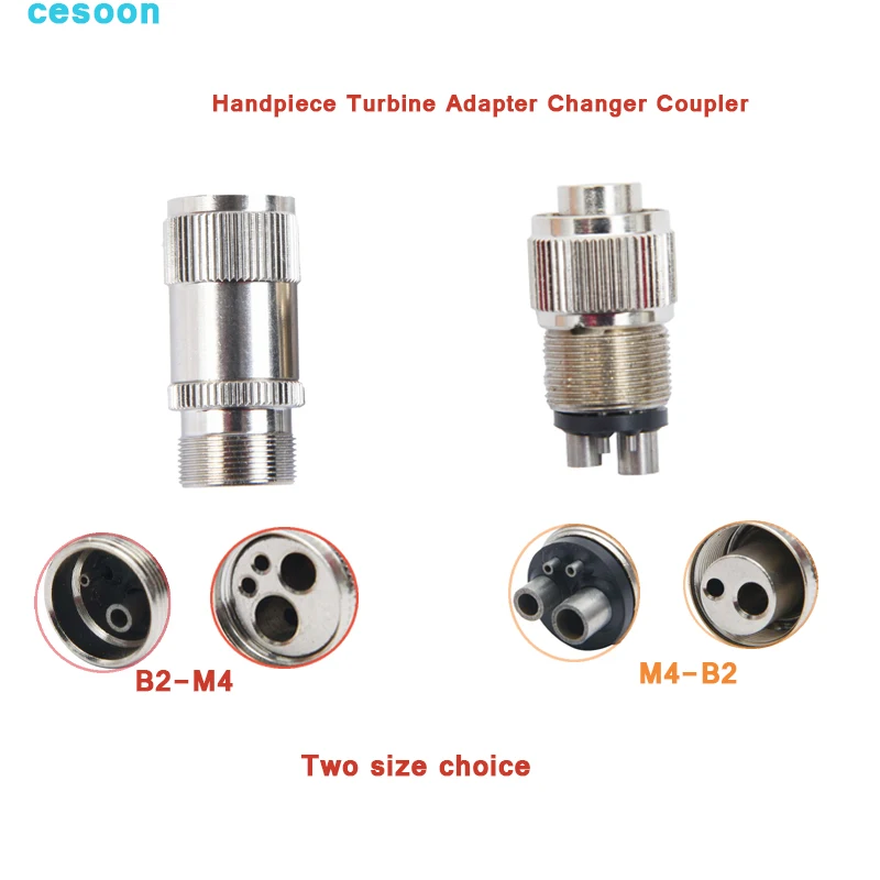 

Cesoon Dental High Speed Handpiece Turbine Adapter Changer Coupler Size 4 To 2/2 To 4 Holes Air Motor Connector Dentist Tools