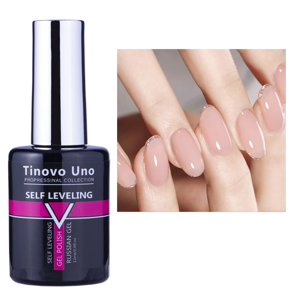 Tinovo Uno Russischer selbstnivellierender Gel-Nagellack, Gelee, Rosa, semi-permanent, Vernis, UV-Manciure-Farblack, Gellak für Nägel, Kunst