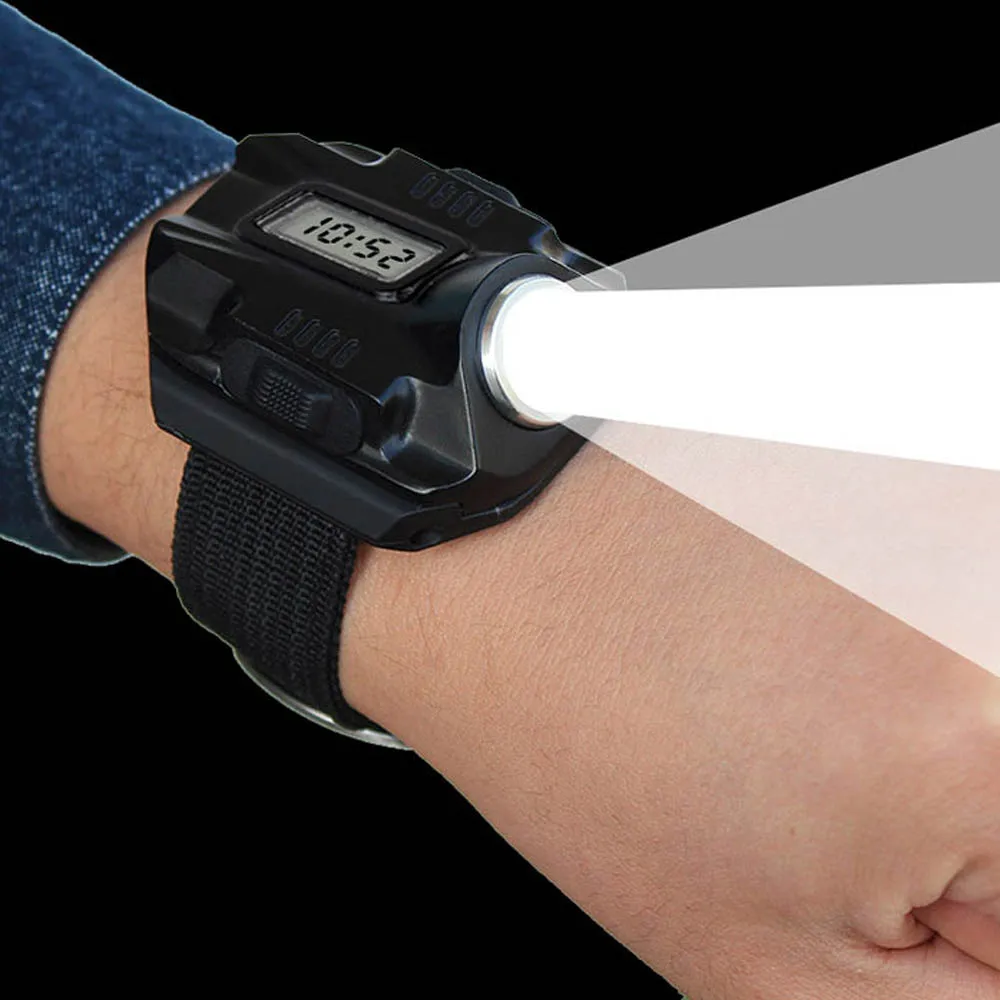 Portable LED Wrist Watch Flashlight Torch Light Q5 USB Charging Flashlight 4 Mode 1000LM Wristlight Tactical Flashlight