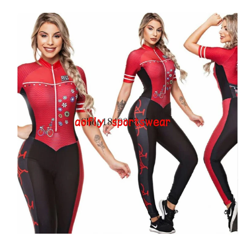 2021 Dunas Summer New personality Outdoor Sweatshirt Women's Short-sleeved Cycling Suit Triathlon Mountain Bike Jumpsuit