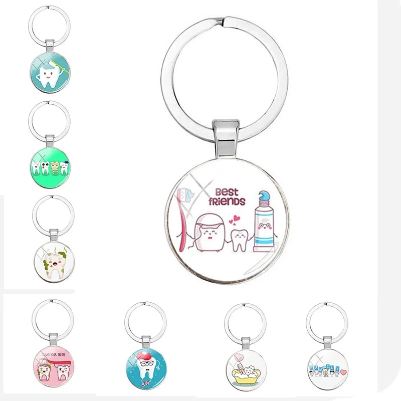 New Nurse Dentist Dental Glass Keychain Dental Care Keychain Love Your Teeth Pendant Keychain Holiday Gift