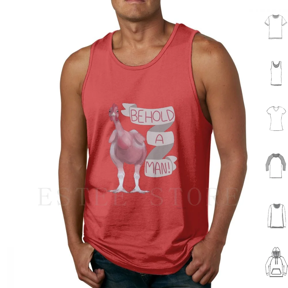 Behold! A Man! Tank Tops Vest Sleeveless Chicken Funny Hilarious Philosophy Plato Digenes Behold A Man Laugh Bird Realistic
