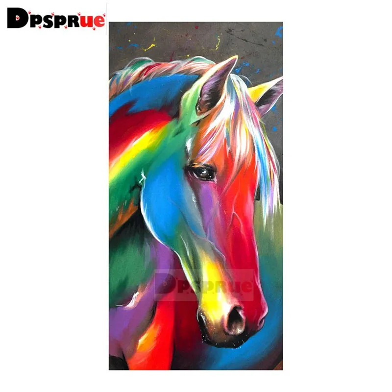 

Dpsprue 5D Diy Diamond Painting Cross Stitch "Animal horse" Full Square Diamond Embroidery Kit Mosaic canvas painting Gift