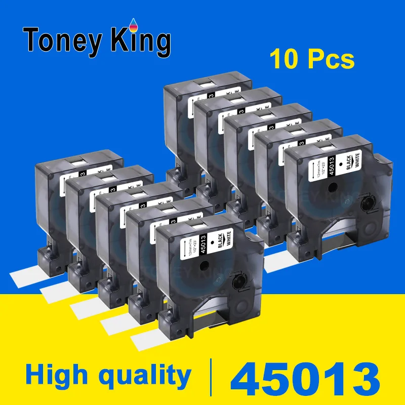 

Toney King 10PCS Dymo 45013 Compatible Label Tape 12mm DYMO D1 Black On White dymo For Printer Dymo LabelManager 160 210D 280