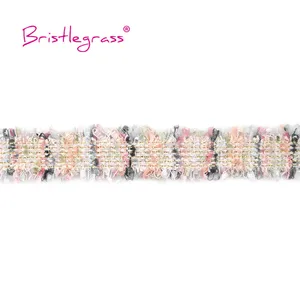 BristleGrass 1 Yard 30 mm Regenbogen Tweed geflochtener Draht Häkelspitze Makrame Ribbons Kissen Bandana 12 Hauptverkauf Tweed Ribbon - №7
