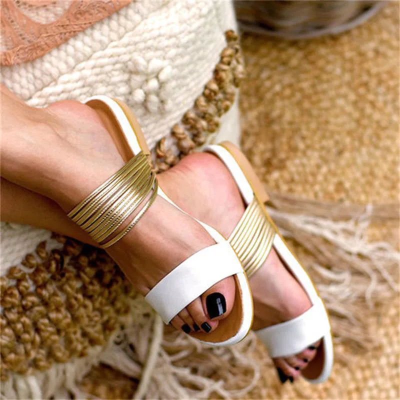 Women\'s Sandals 2021 Rome Fashion Flat Sandals Woman Gladiator Non-slip Flats Shoes Ladies Casual Beach Slides Female Footwear