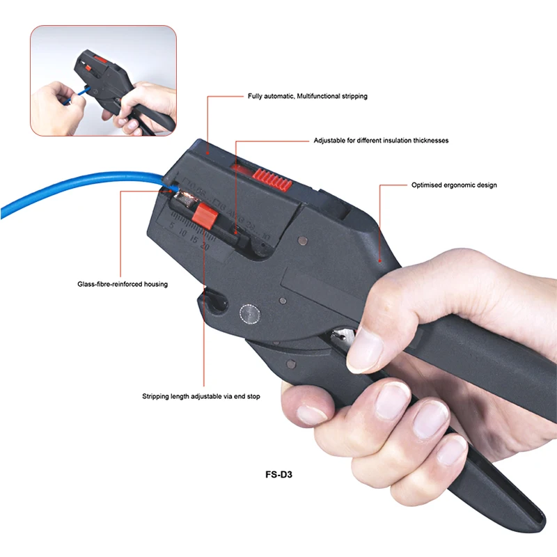 HS-700D/FS-D3 Stripping Pliers Automatic Wire Stripper Tool Cutter Cable Multifunction Self-Adjusting Hand Tools