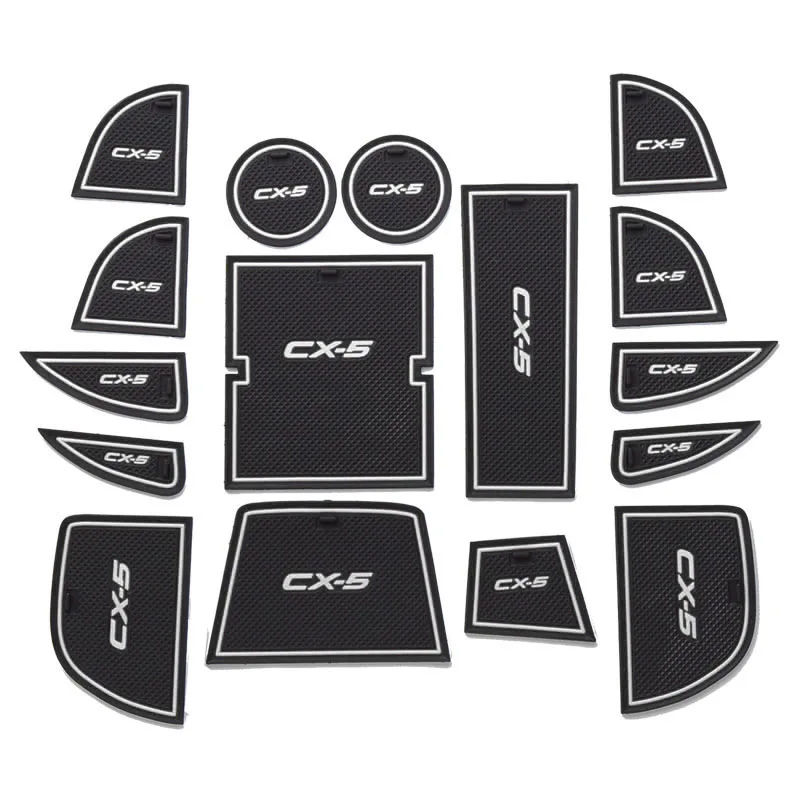 3D Rubber Pad For Mazda CX-5 CX5 2013 2014 Lnterior Anti Slip Mat Door Slot Pad Cup Cushion Groove Mat Car Accessories  15pcs