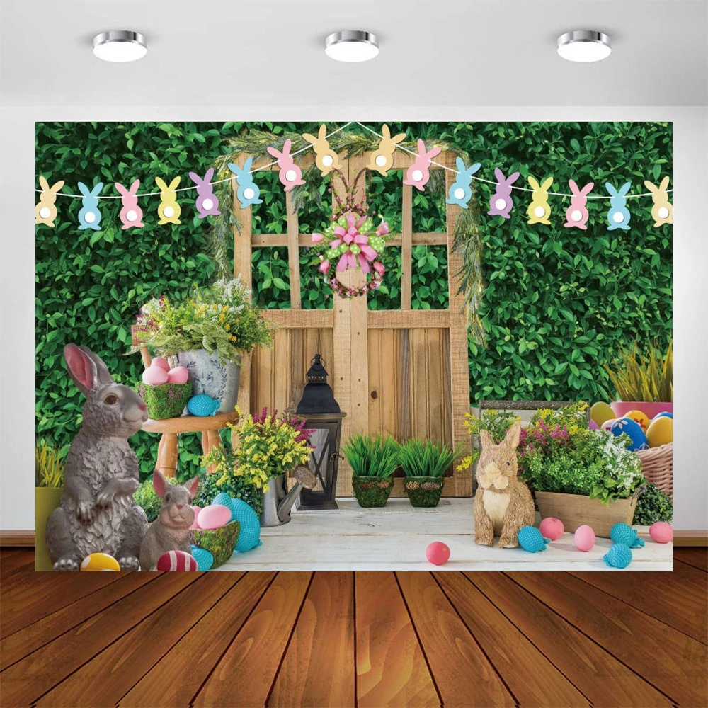 春の背景ウサギの卵草写真の背景バニー旗パーティーの装飾子供新生児ポートレート写真ブース