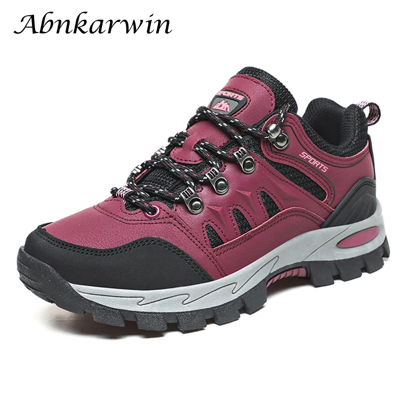 Spring Winter Outdoor Mountain Women Leather Hiking Shoes Woman Trekking Sneakers Camping Tracking Treking Trecking Dropshipping