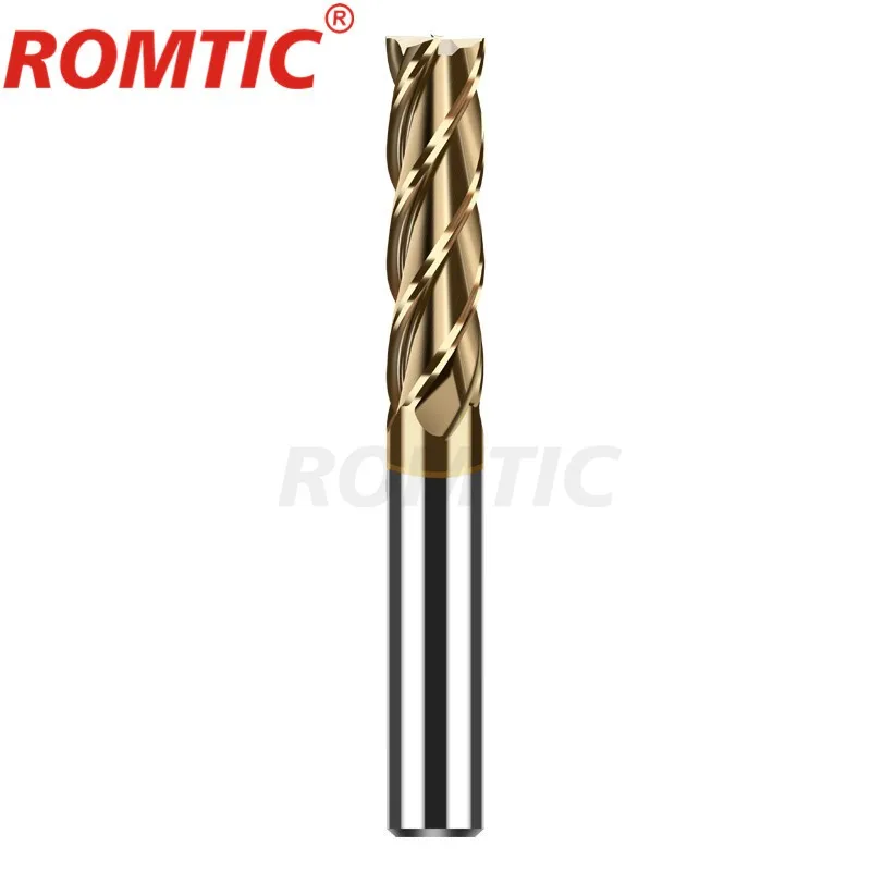 ROMTIC-Revestimento De Liga De Fresagem Kit Cortador, Ferramenta De Aço De Tungstênio, CNC Endmill, Alongar Fresa, HRC58
