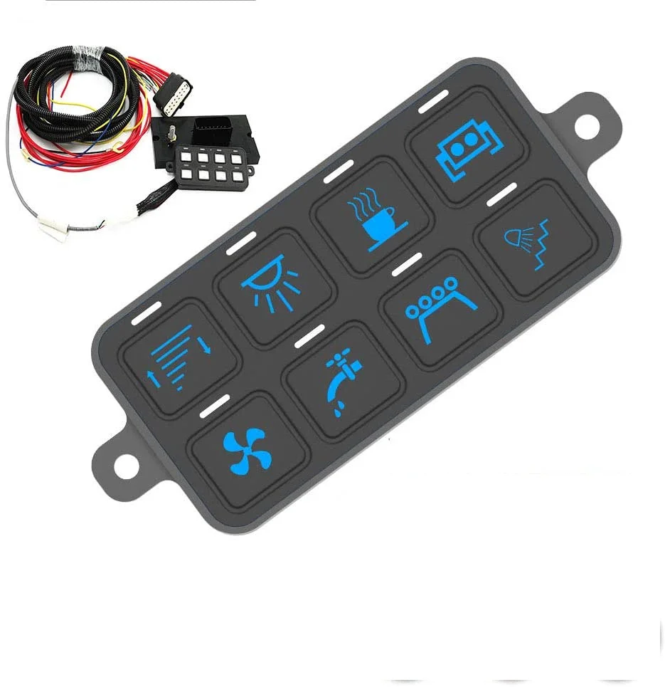 8 Gang Schalter Panel Controller mit Bluetooth und Circuit Control Box Wasserdicht Sicherung Relais Box Kabelbaum Label Aufkleber
