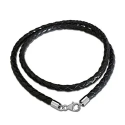 3mm 4mm Black Leather Cord Necklace Braided PU Rope Lace Chain with Stainless Steel Clasp for DIY Necklaces Jewelry Findings
