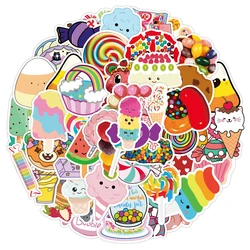 Autocollants de dessin animé Kawaii pour enfants, bonbons, crème glacée, nourriture, vélo, planche à roulettes, réfrigérateur, ordinateur portable, bagage, cadeau amusant, bricolage, 10 pièces, 30 pièces, 50 pièces