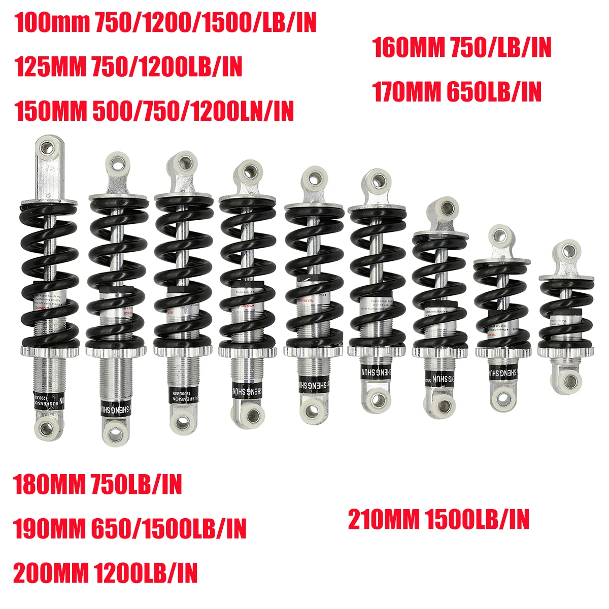 100MM 125MM 150MM 180MM 190MM 200MM Rear Suspension Shock for 47cc 49CC Super Minimoto ATV Electric Scooter Mini Pocket Bike