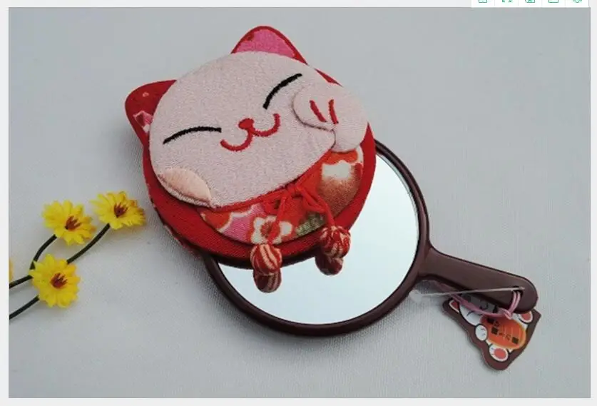 10 Pcs Cartoon Japan Kimono Style Home Makeup Mirror Color Random WIth Small Bell